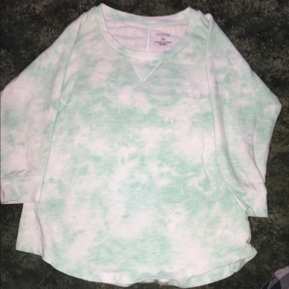 Teal & White Watercolor Sweater